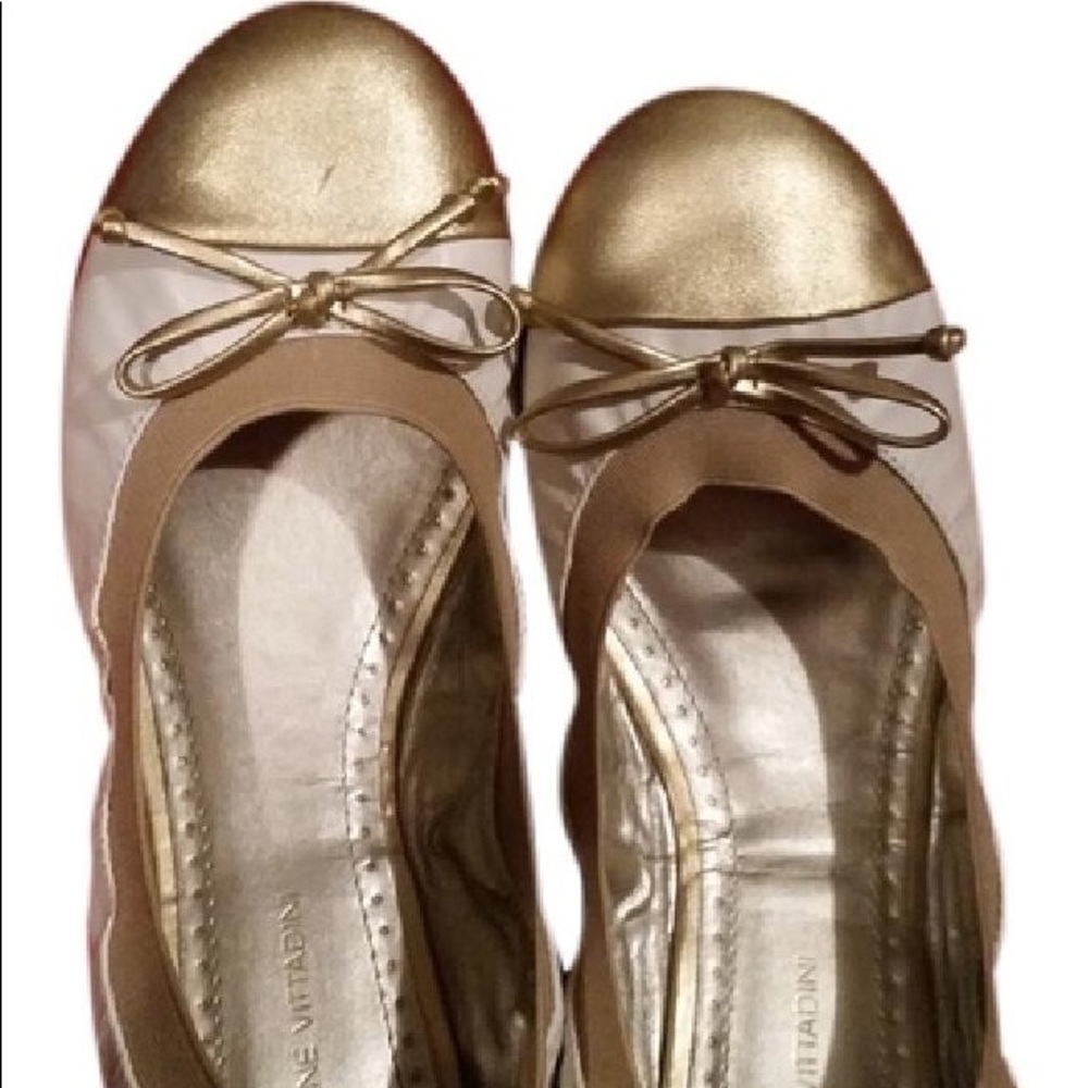 ISO Adrienne Vittadini White and Gold Flats